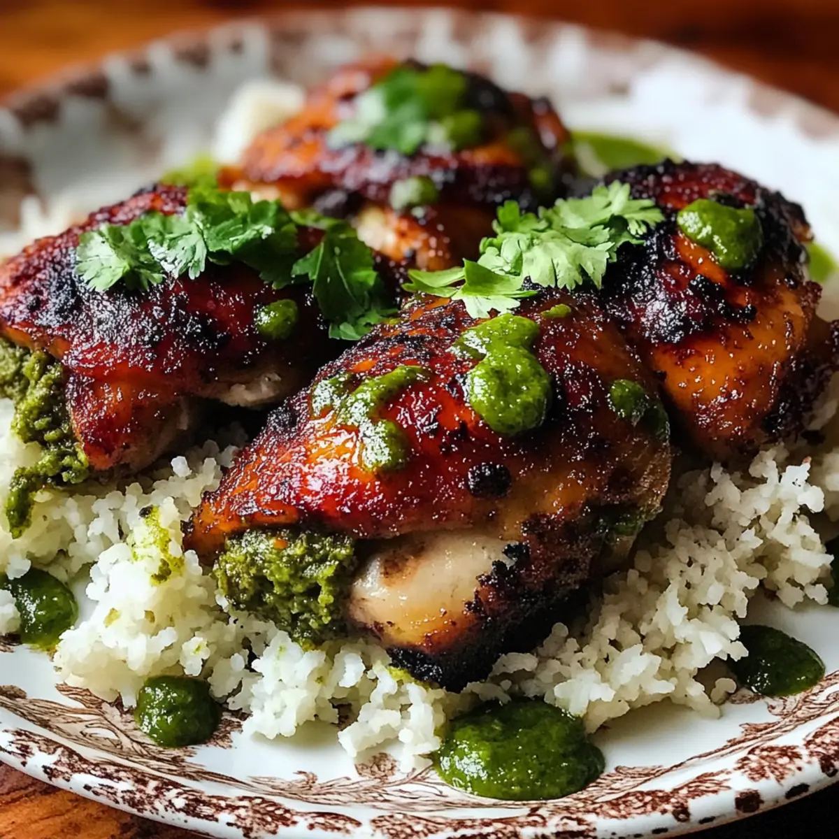 Peruvian Chicken and Rice with Green Sauce