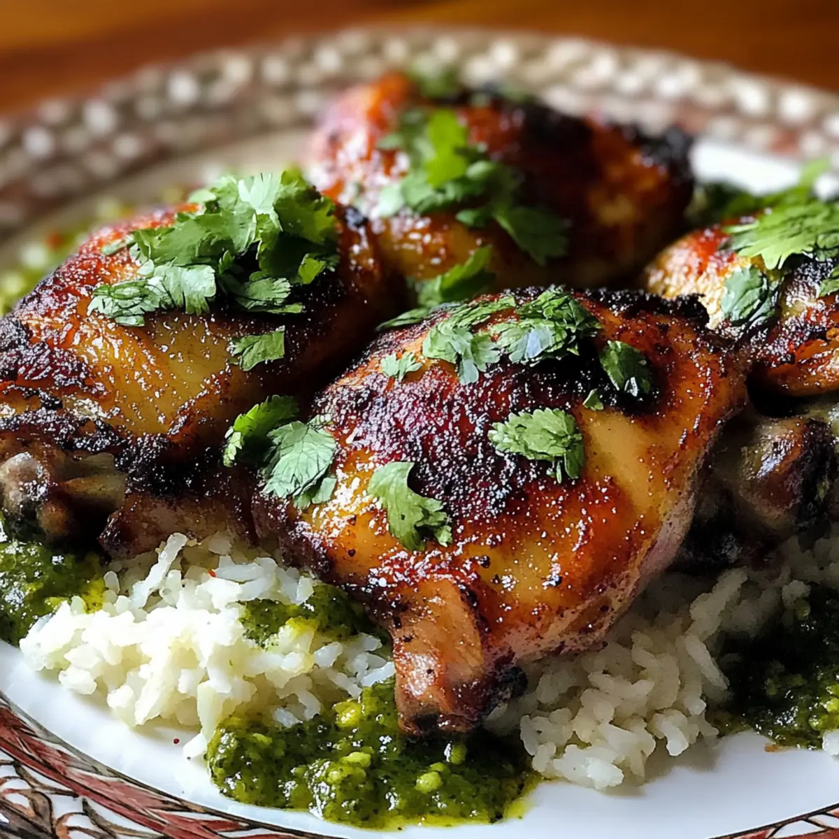Peruvian Chicken and Rice with Green Sauce