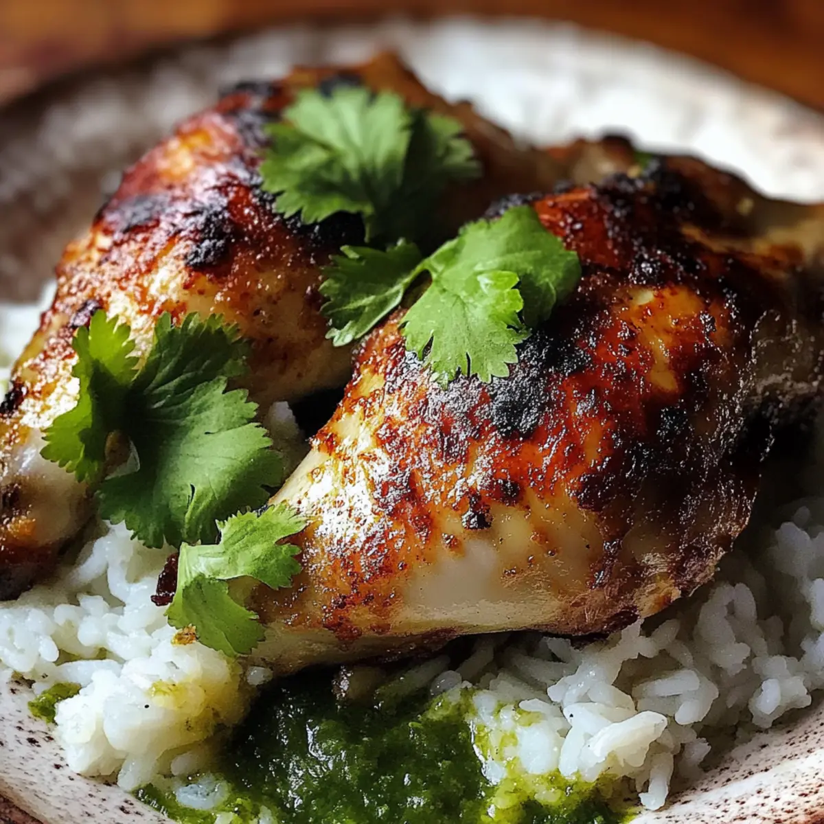 Peruvian Chicken and Rice with Green Sauce