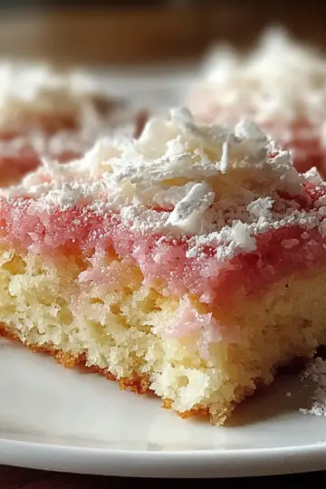 Pink Coconut Snowball Cake Bars