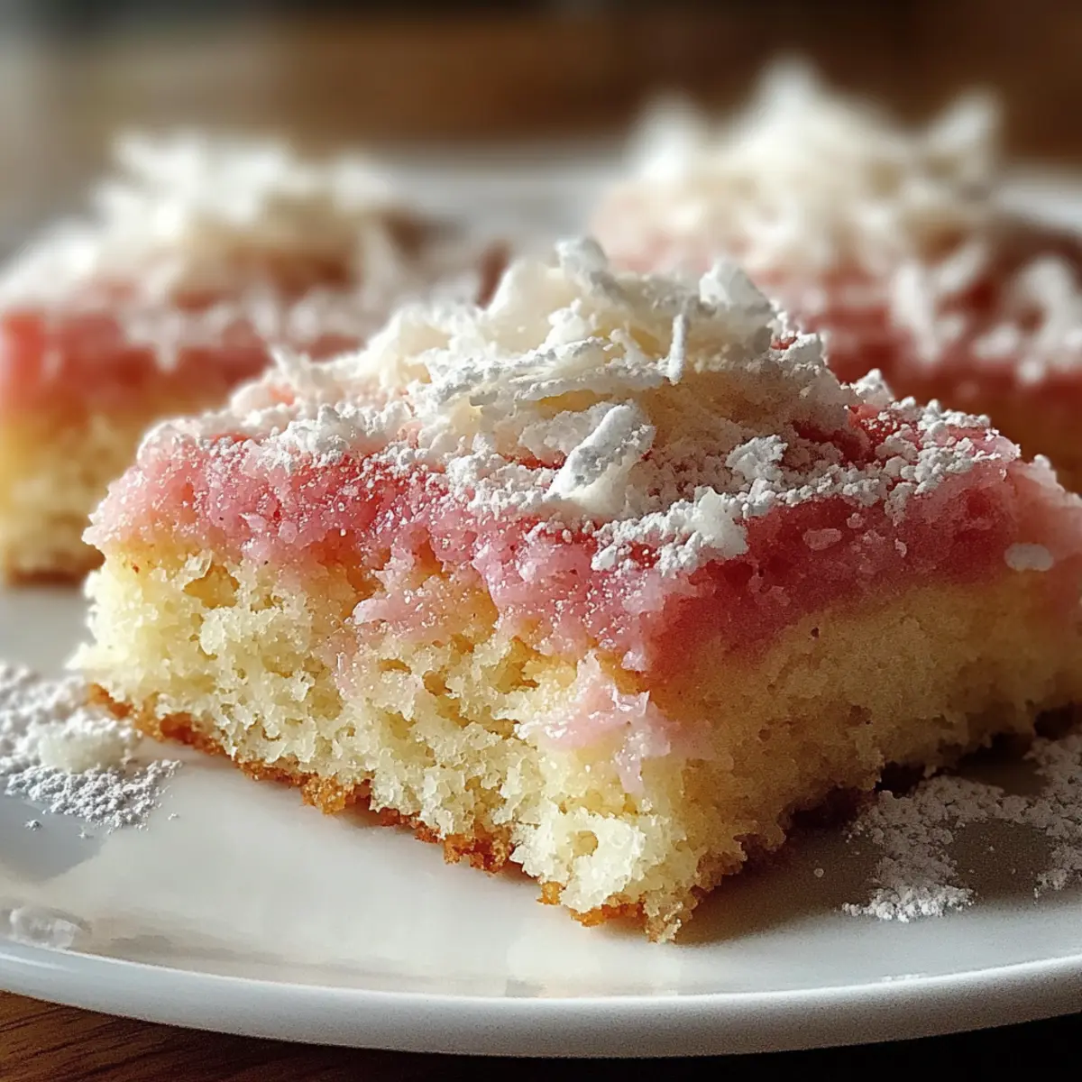 Pink Coconut Snowball Cake Bars