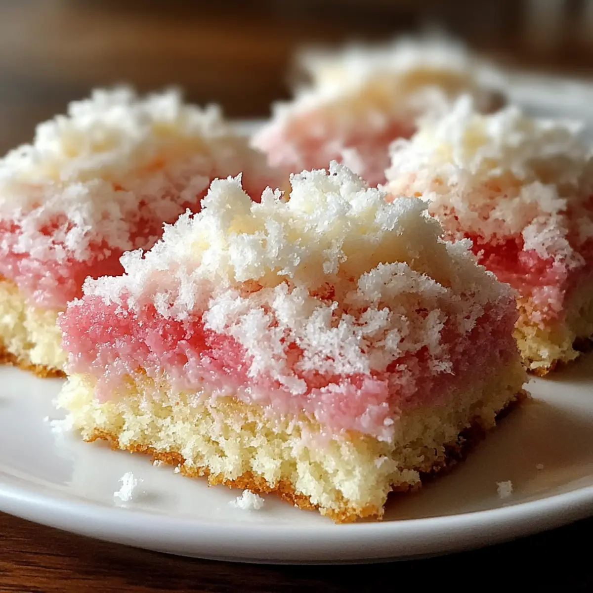 Pink Coconut Snowball Cake Bars