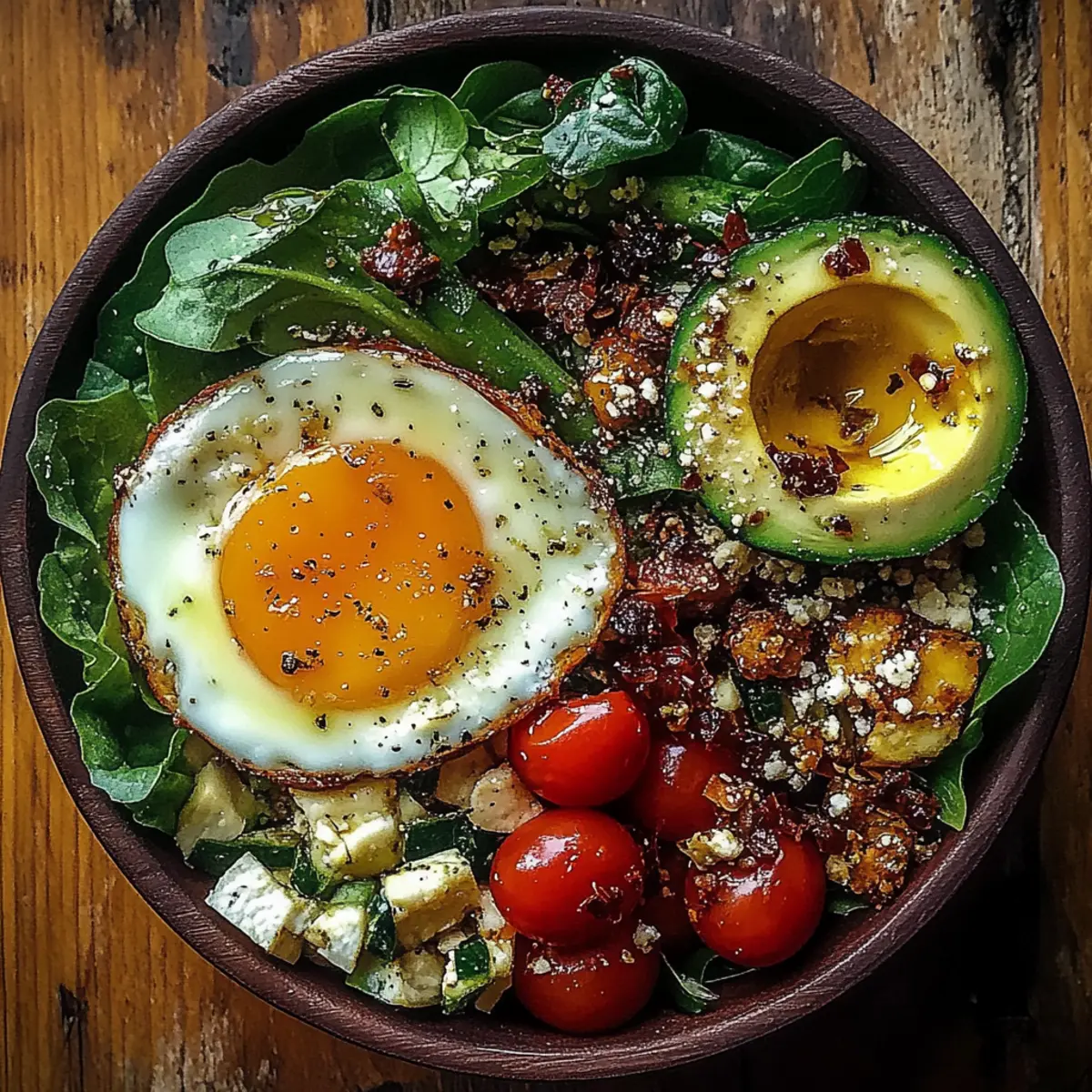 Power Salad Avocado Egg Spinach Fuel Bowl