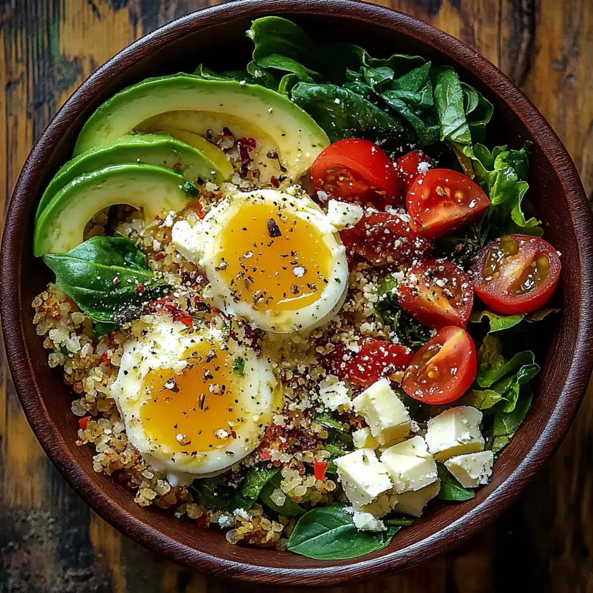 Power Salad Avocado Egg Spinach Fuel Bowl
