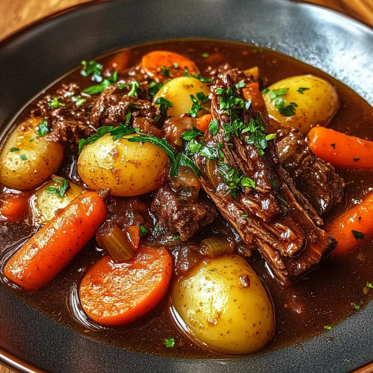 Red Wine-Braised Beef Stew with Potatoes and Carrots