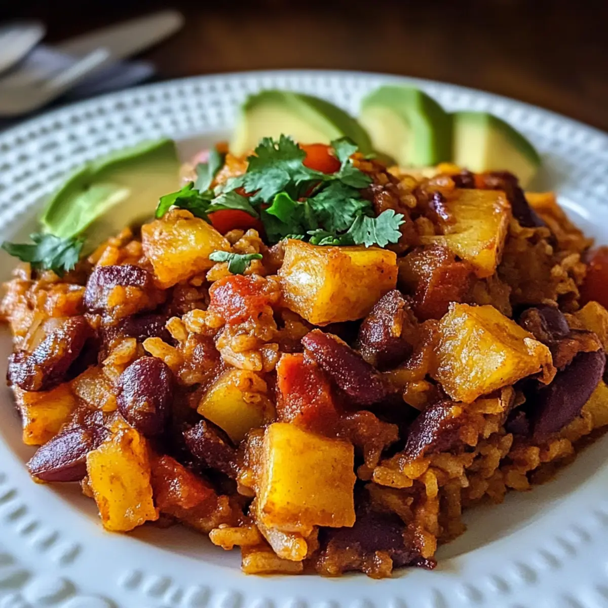 Rice and Bean Casserole with Sweet Potatoes
