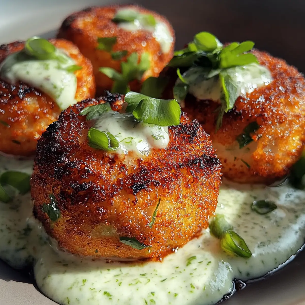 Salmon Balls with Creamy Avocado Sauce
