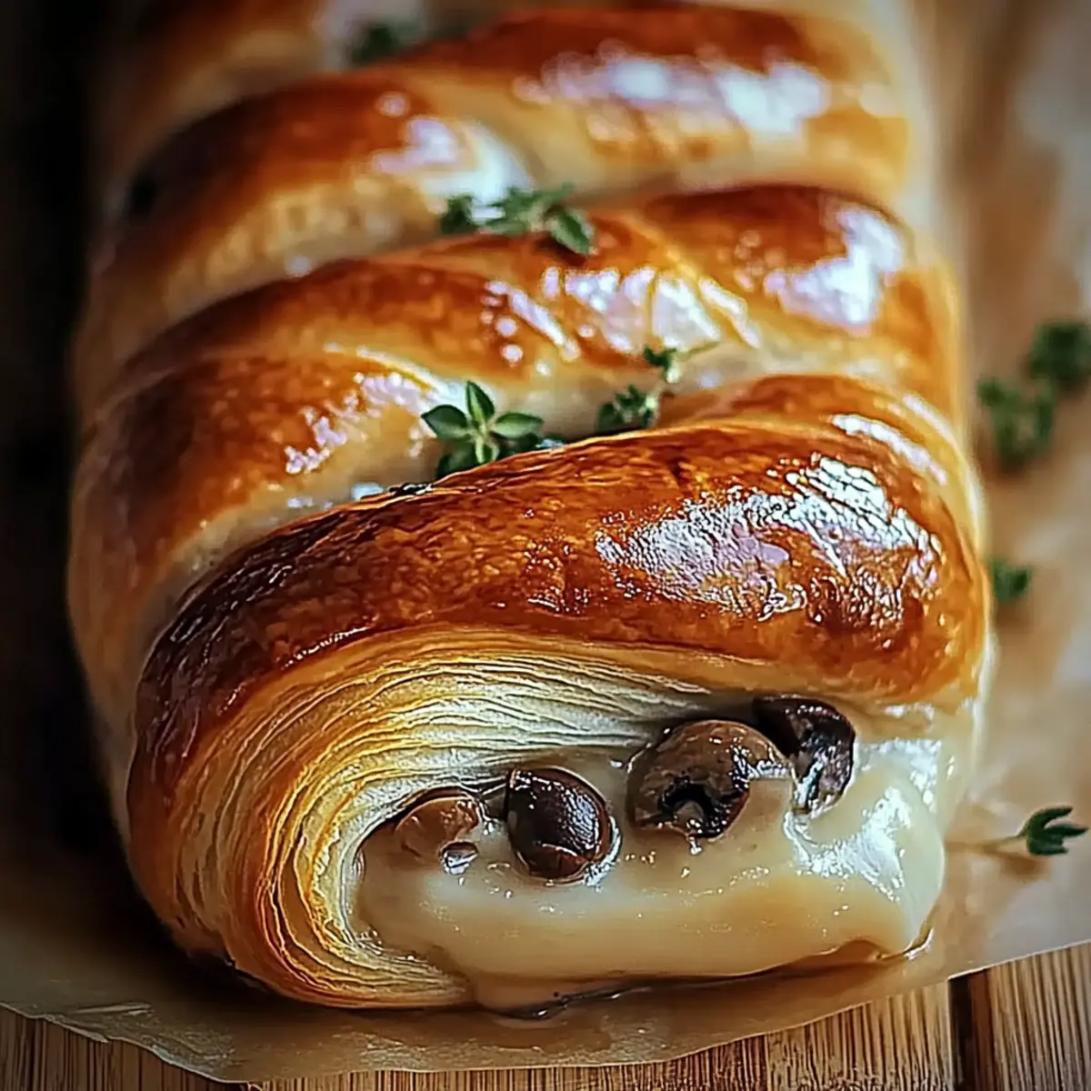 Savory Mushroom & Gruyère Puff Pastry Braid