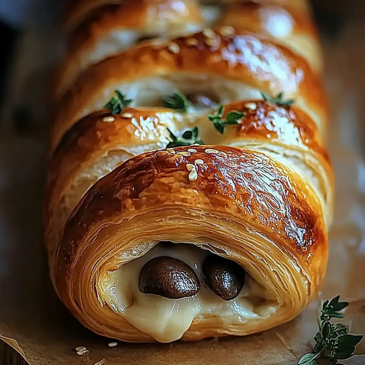 Savory Mushroom & Gruyère Puff Pastry Braid