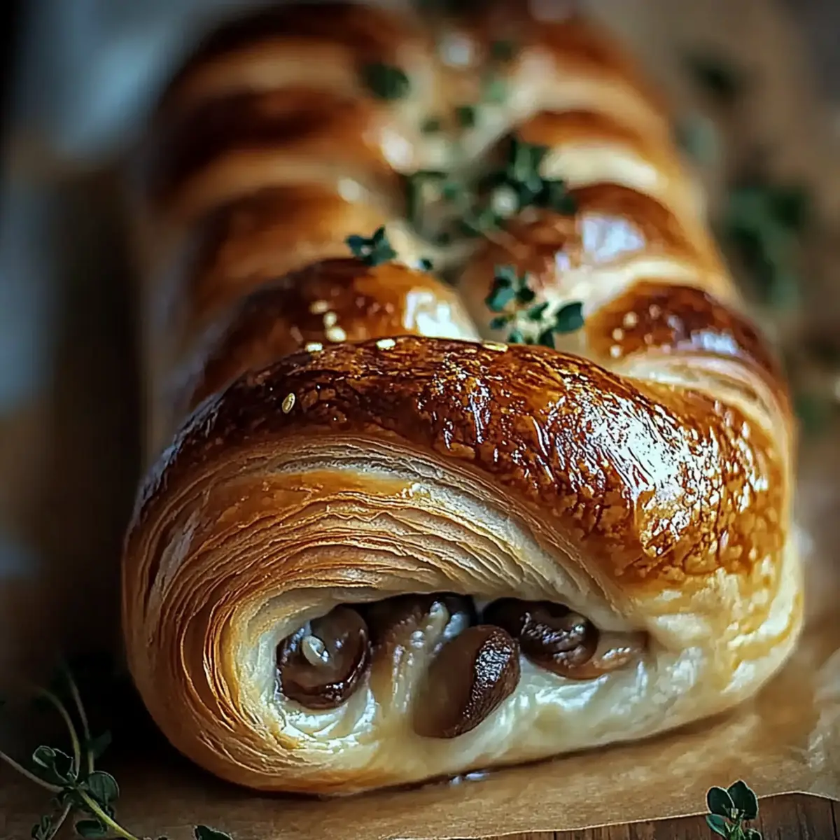 Savory Mushroom & Gruyère Puff Pastry Braid