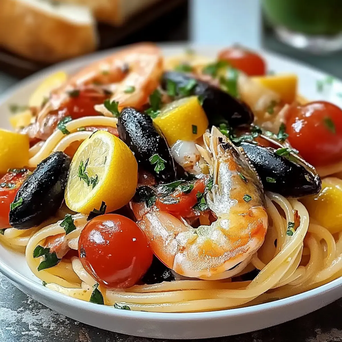 Seafood Pasta with Linguine, Shrimp, and Mussels