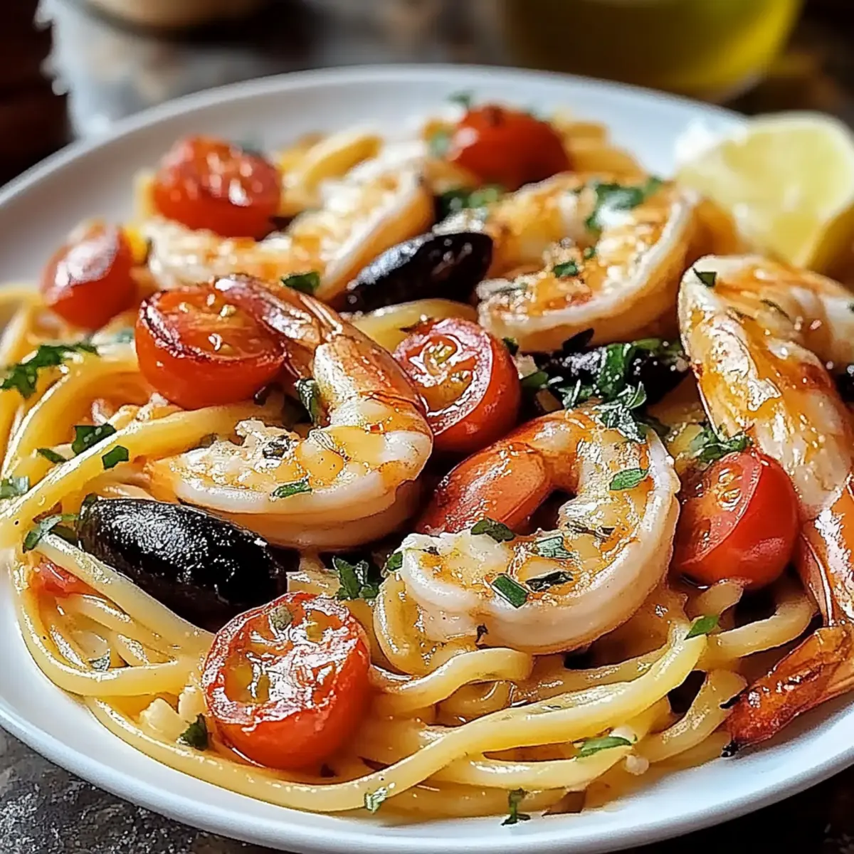 Seafood Pasta with Linguine, Shrimp, and Mussels