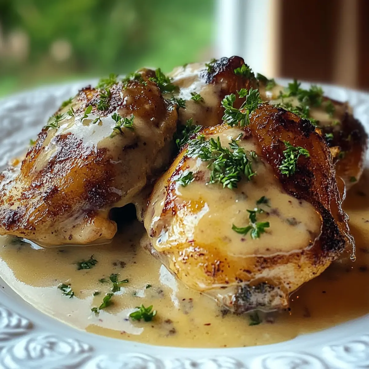 Smothered Chicken Thighs in Creamy Gravy