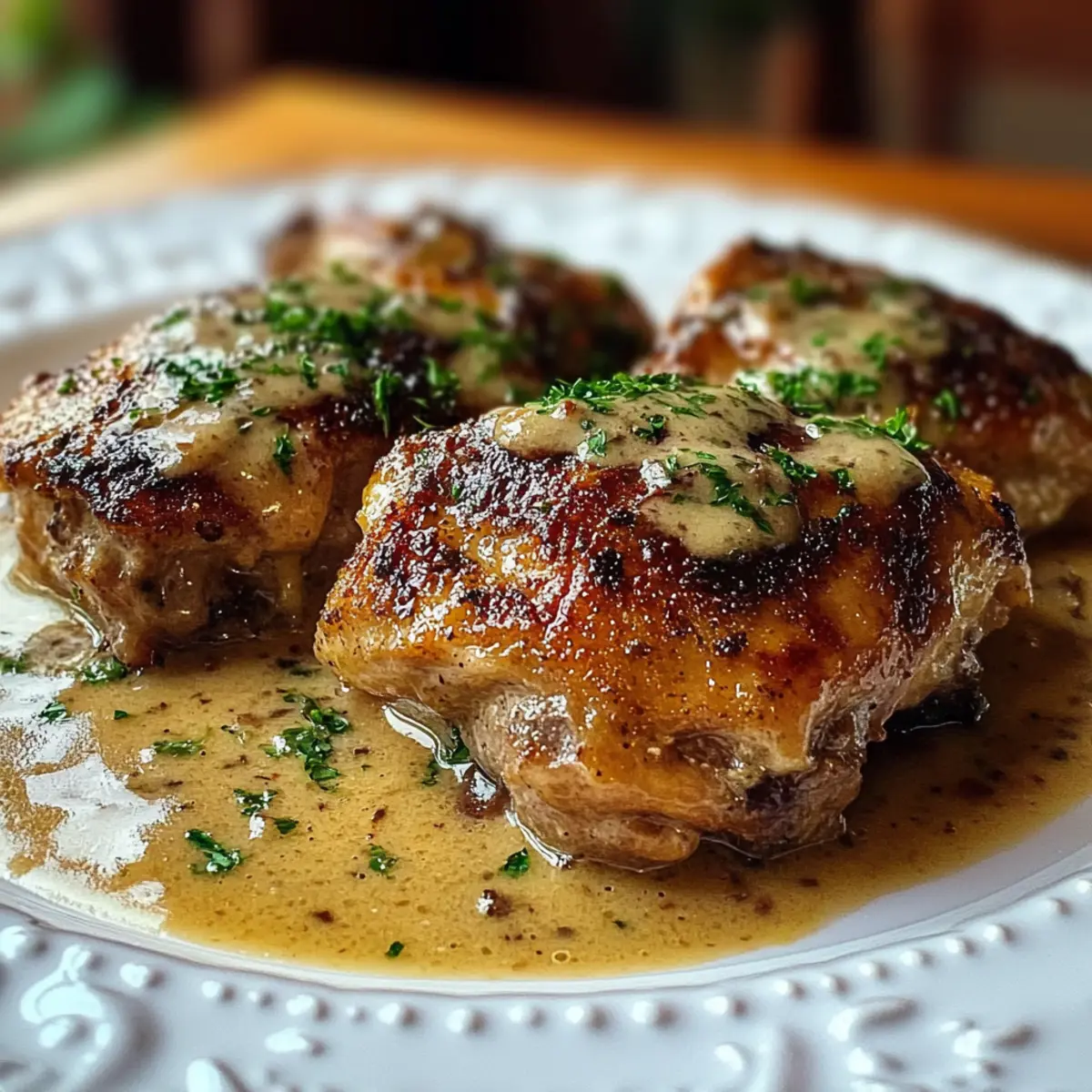 Smothered Chicken Thighs in Creamy Gravy