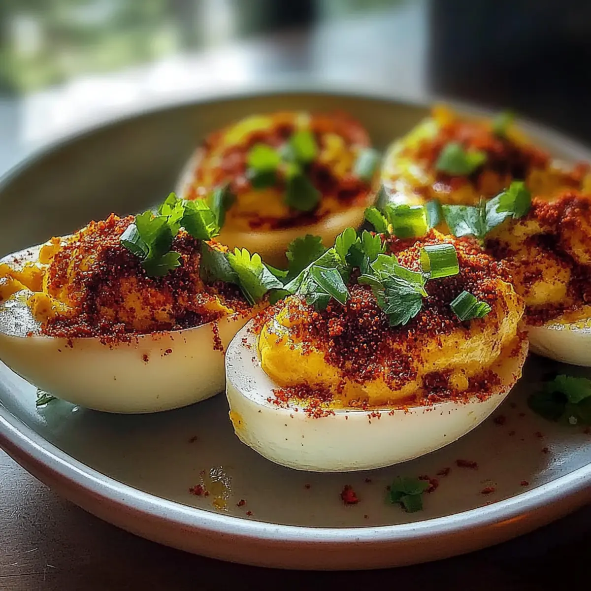 Spicy Chili Garlic Deviled Eggs