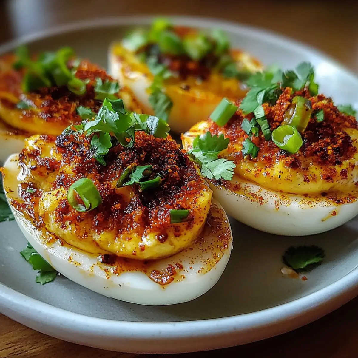 Spicy Chili Garlic Deviled Eggs