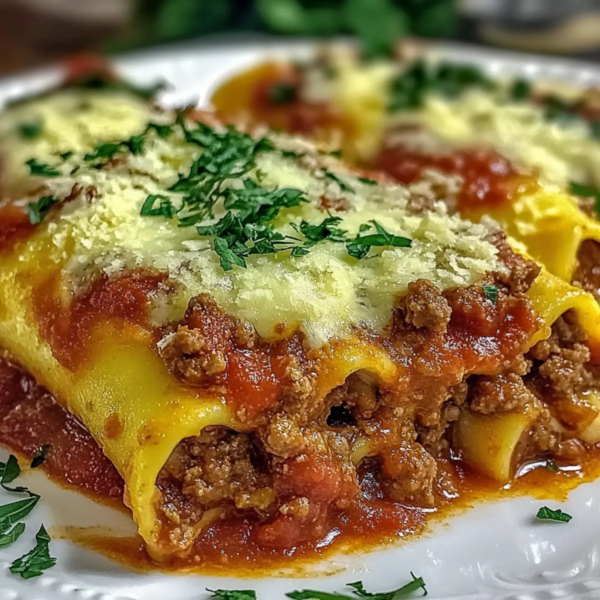 Stuffed Manicotti with Meat Sauce