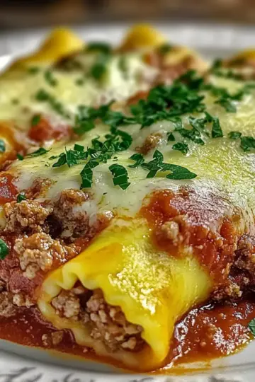 Stuffed Manicotti with Meat Sauce