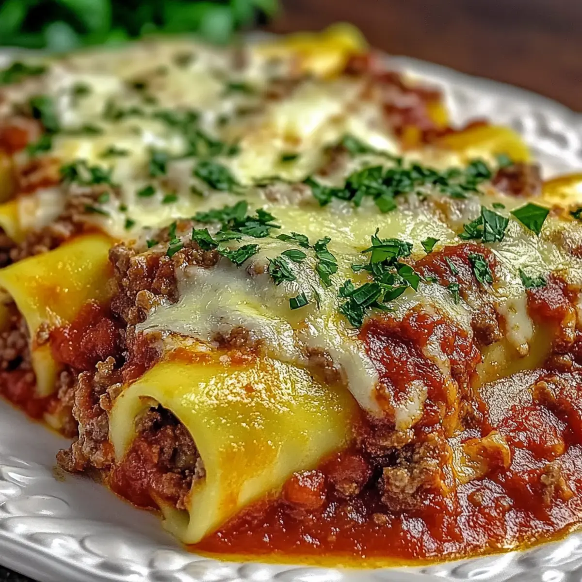 Stuffed Manicotti with Meat Sauce