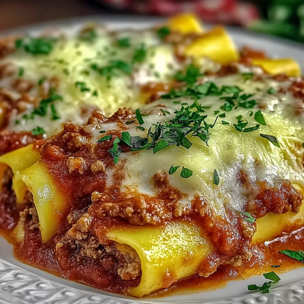 Stuffed Manicotti with Meat Sauce
