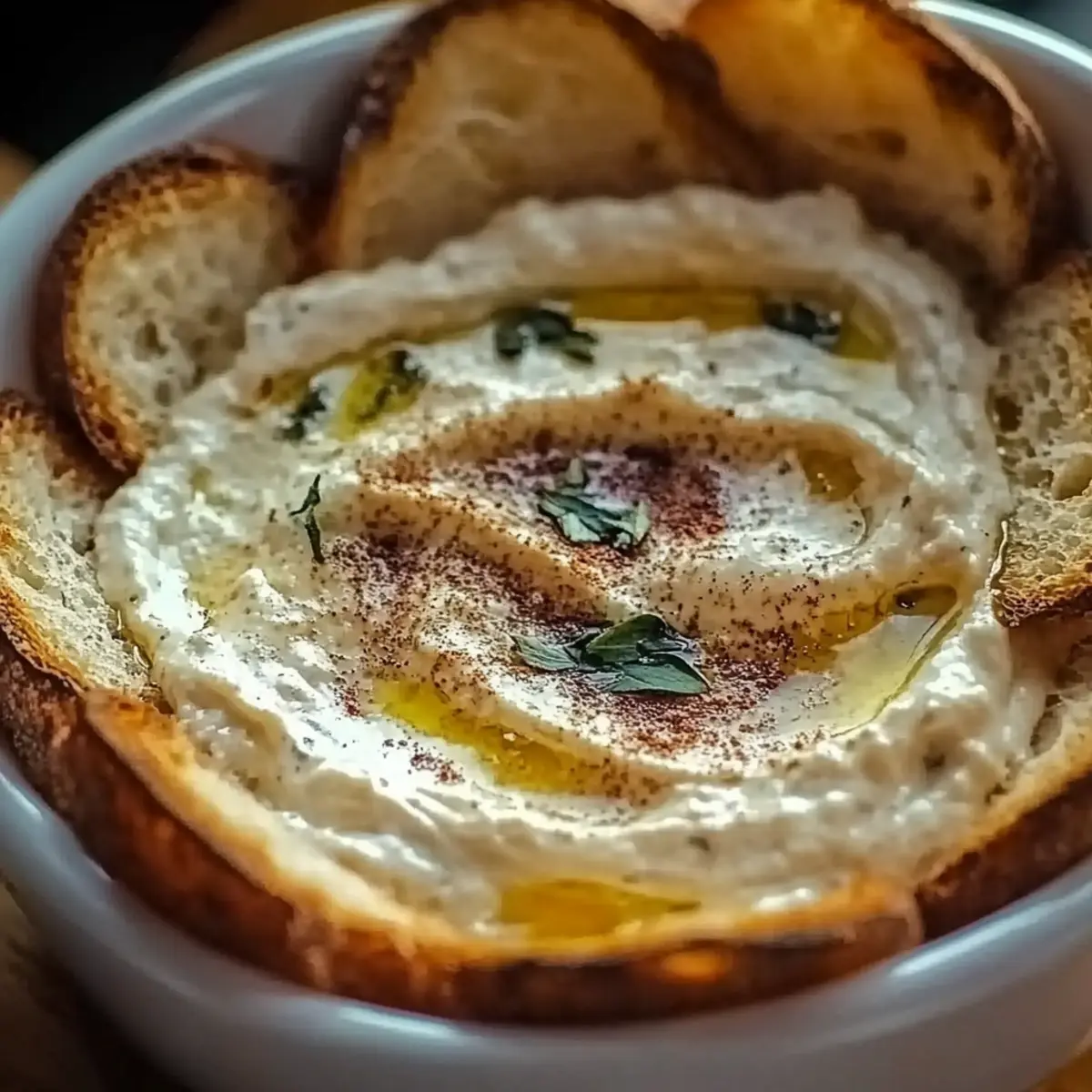 Warm Boursin Dip with Crostini