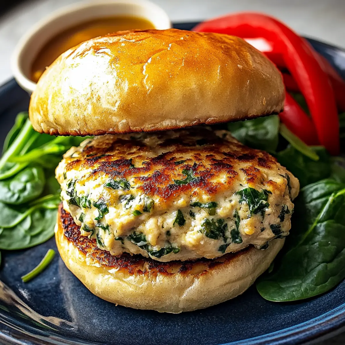 White Cheddar Spinach Chicken Burgers