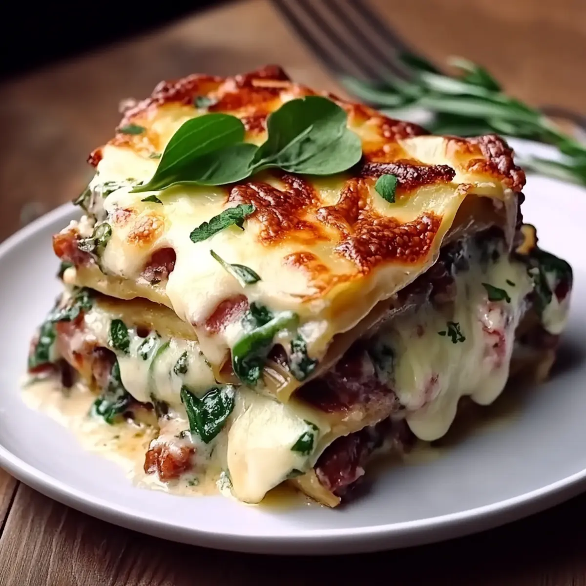 White Lasagna with Garlicky Greens and Mushrooms