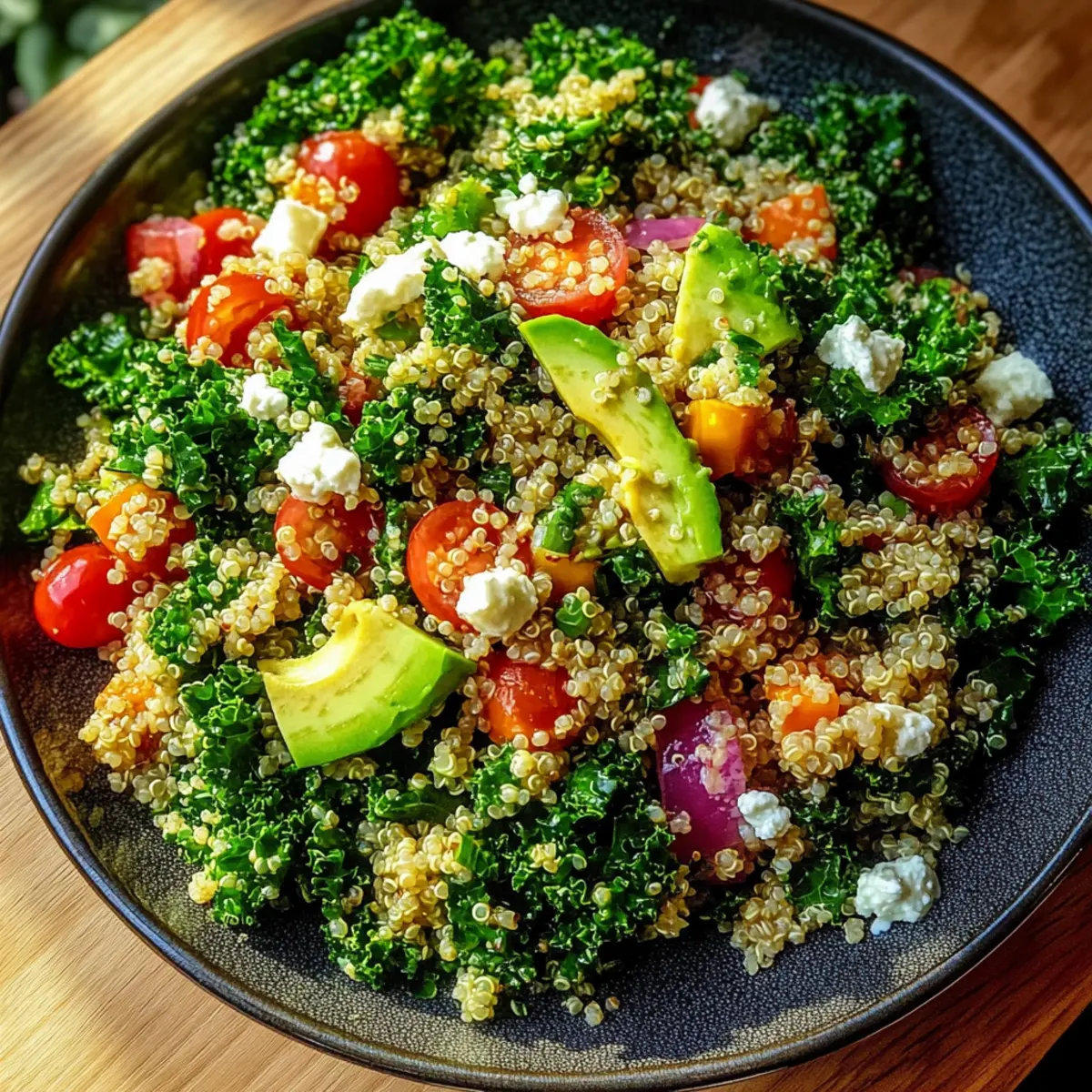 Zesty Quinoa and Kale Salad with Avocado Dressing