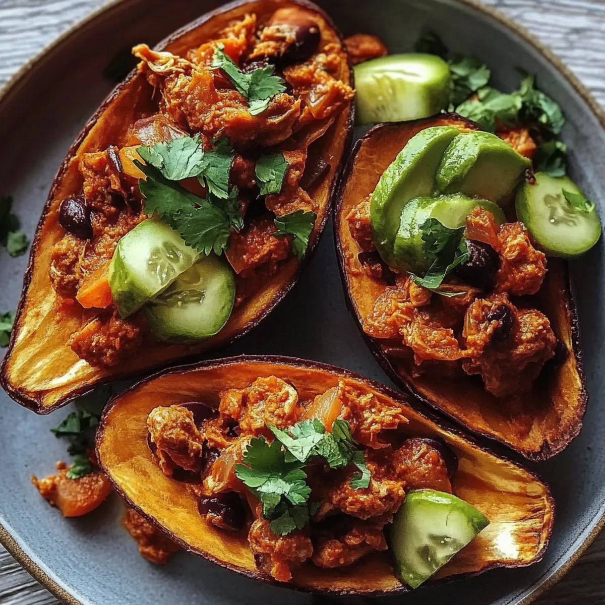 Avocado Turkey Chili Stuffed Sweet Potatoes