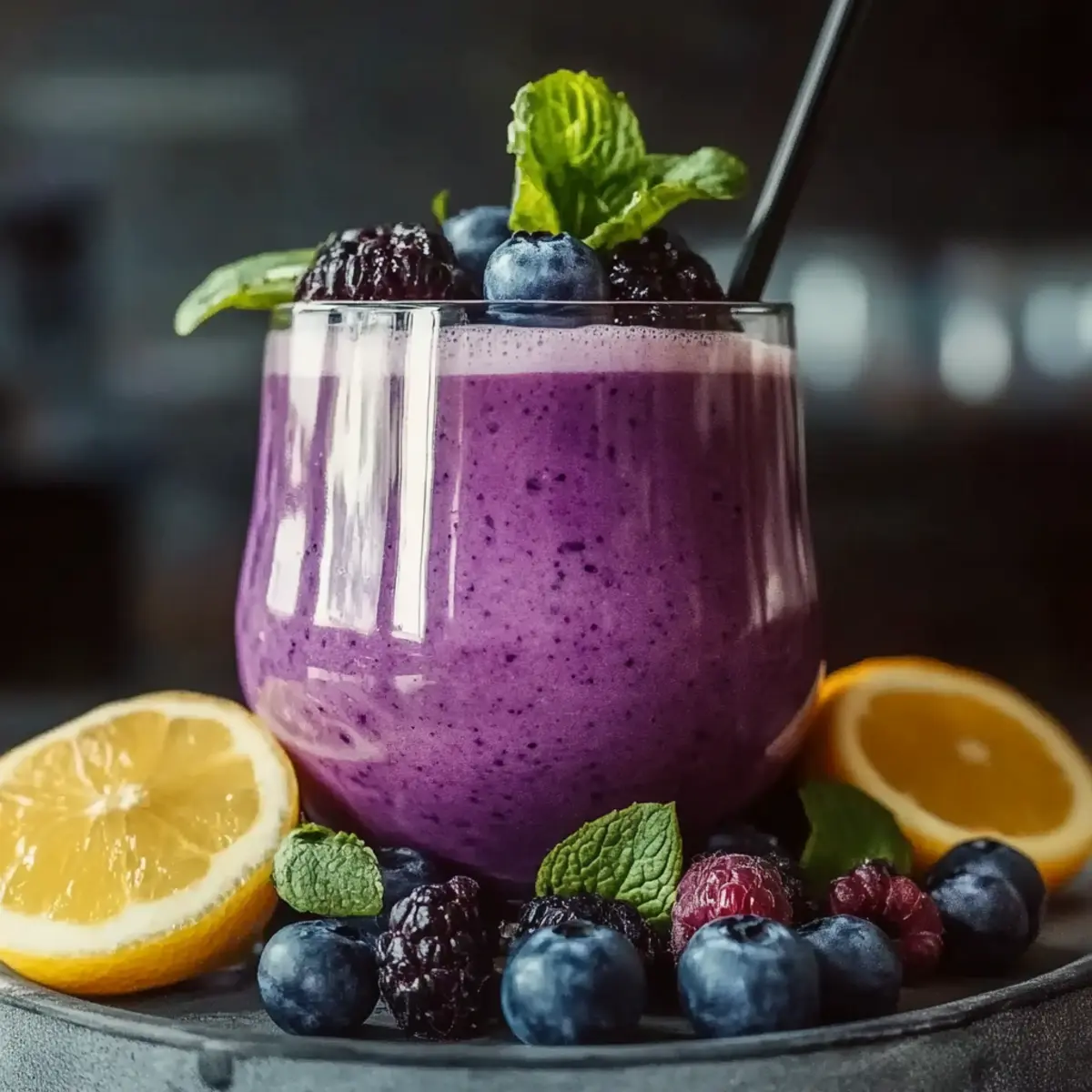 Blueberry Avocado Smoothie With Lemon & Yogurt
