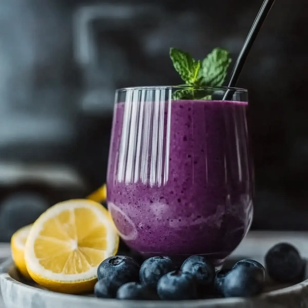 Blueberry Avocado Smoothie With Lemon & Yogurt