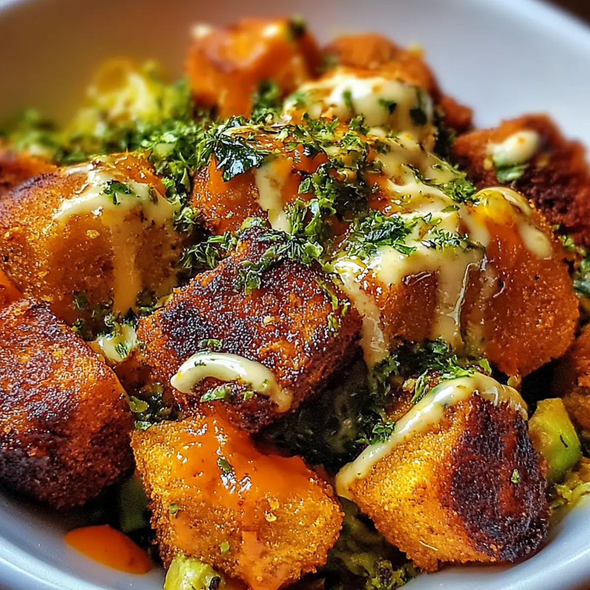 Buffalo Bites Bowl with Crispy Potatoes & Shaved Brussels