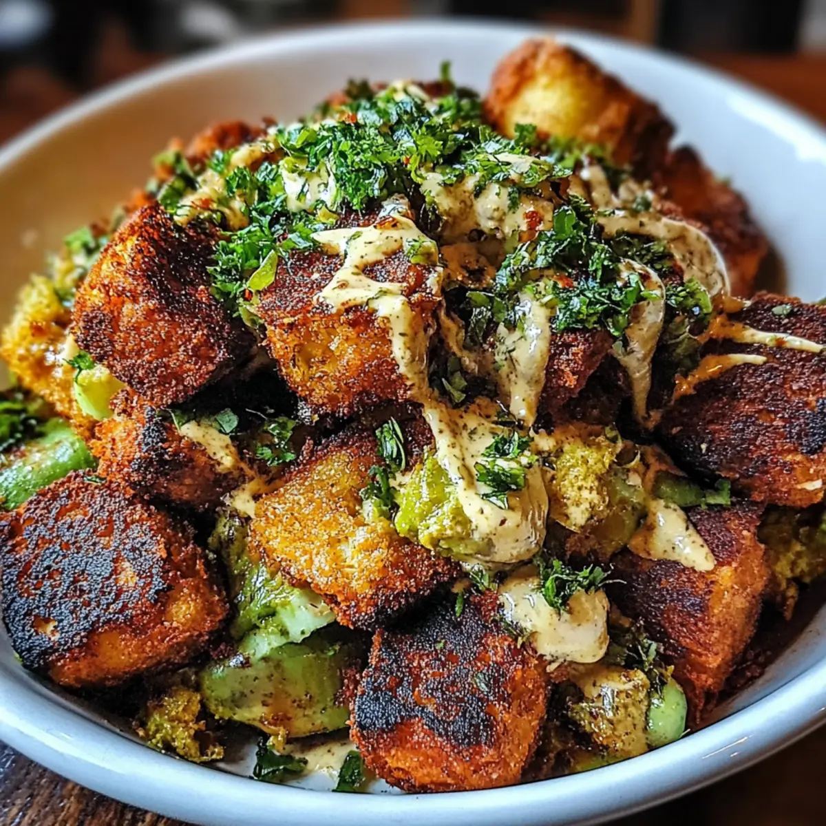 Buffalo Bites Bowl with Crispy Potatoes & Shaved Brussels
