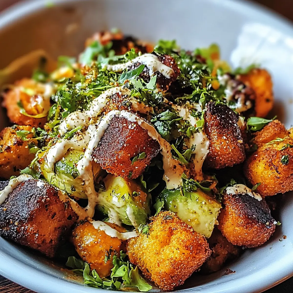 Buffalo Bites Bowl with Crispy Potatoes & Shaved Brussels