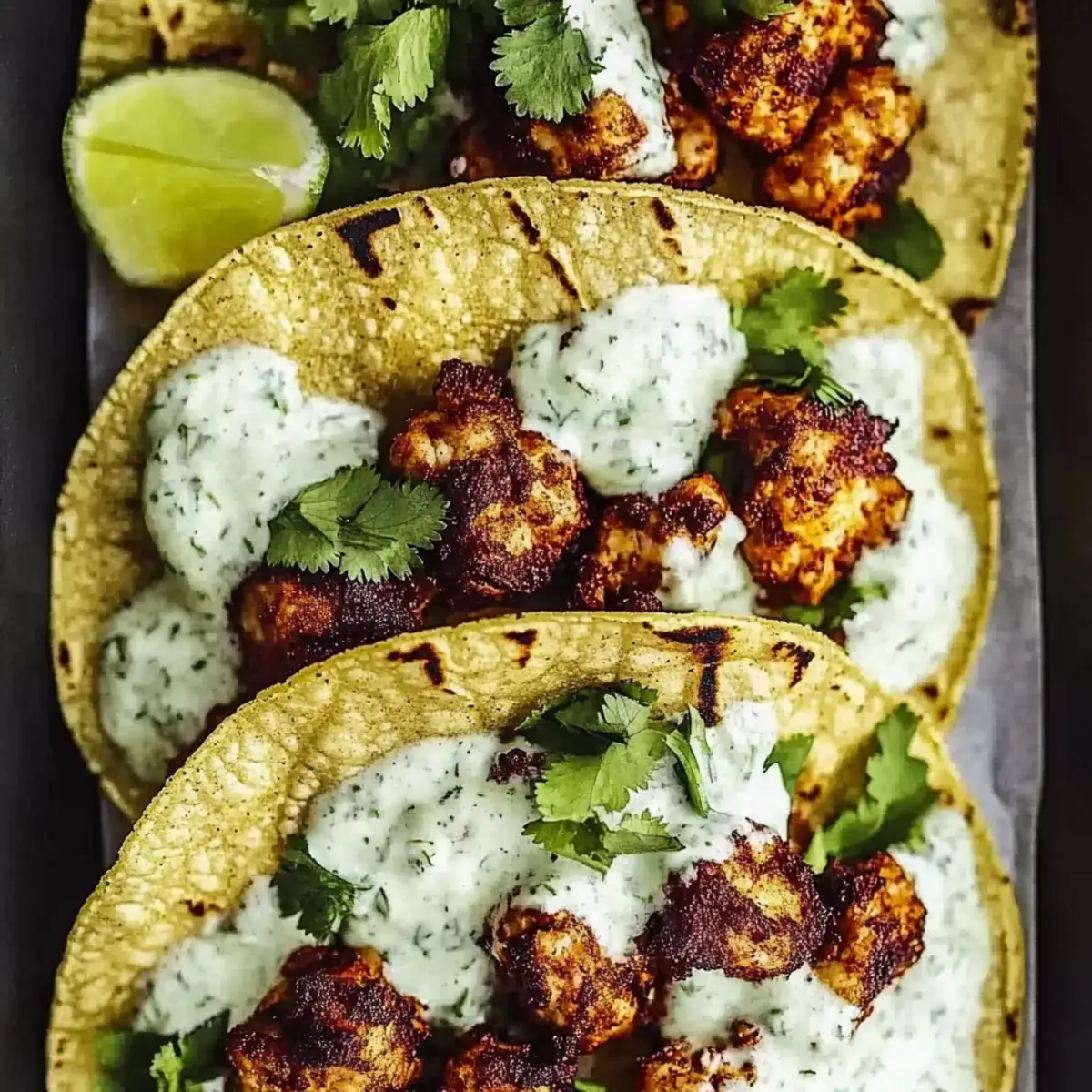 Cauliflower Tacos with Cilantro Lime Crema