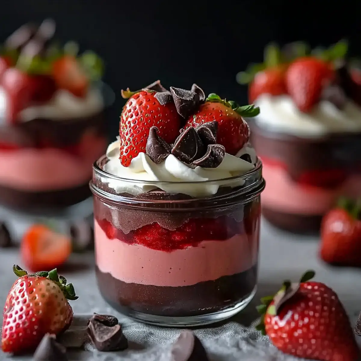 Chocolate Strawberry Mousse Cake Parfaits