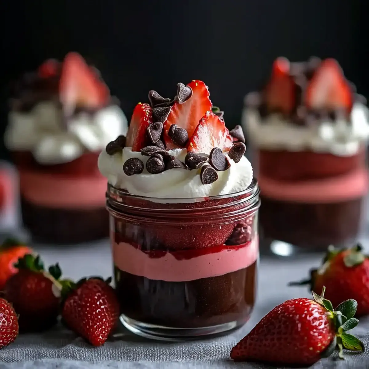 Chocolate Strawberry Mousse Cake Parfaits