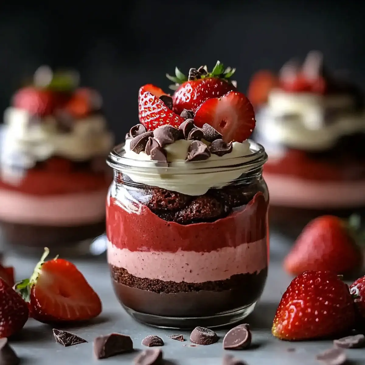 Chocolate Strawberry Mousse Cake Parfaits