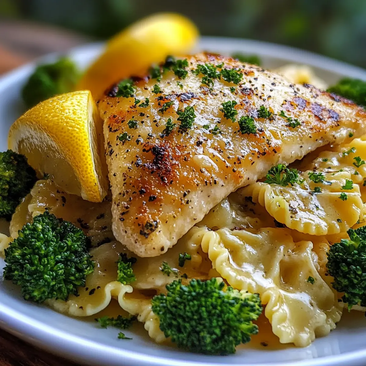 Cowboy Butter Lemon Bowtie Chicken with Broccoli
