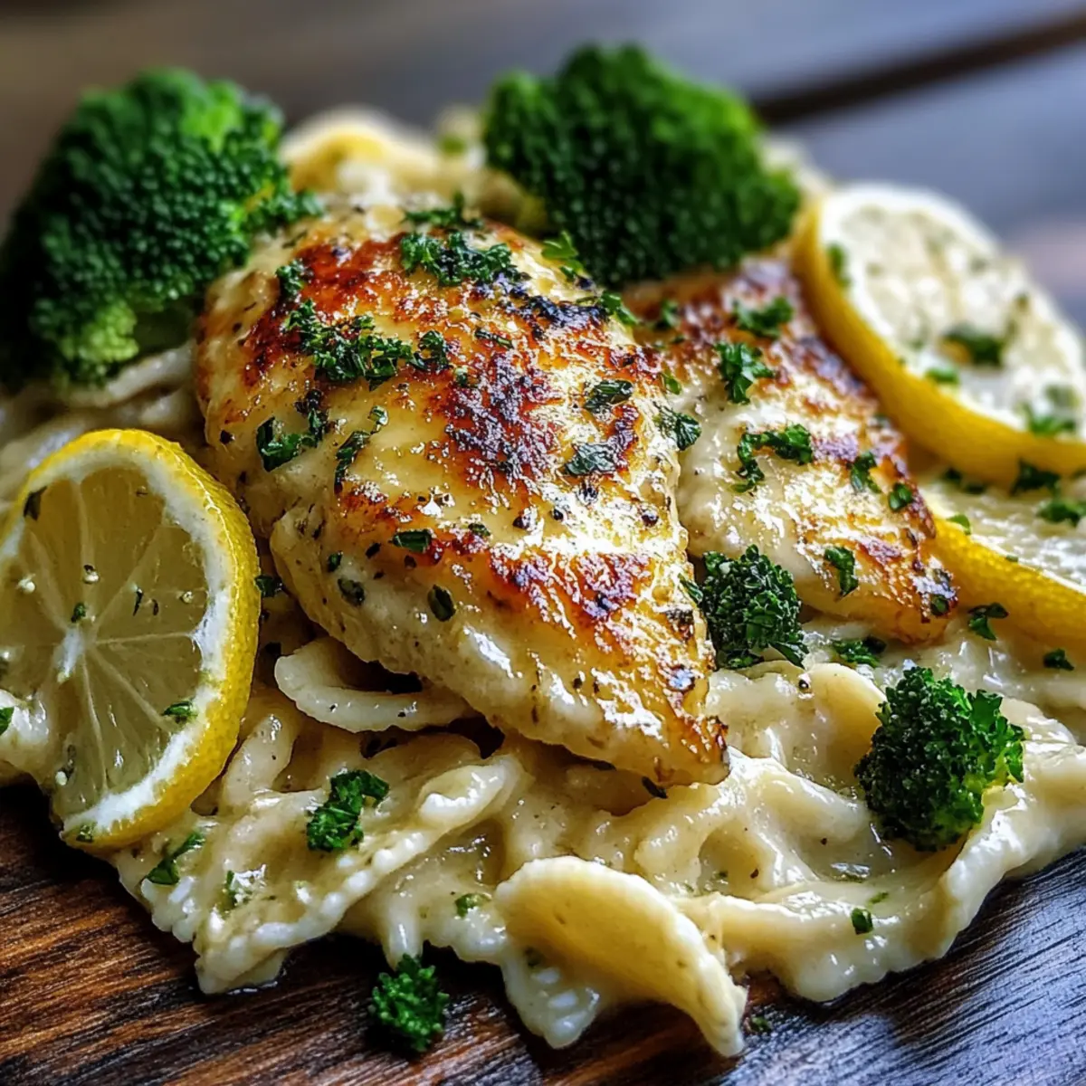 Cowboy Butter Lemon Bowtie Chicken with Broccoli