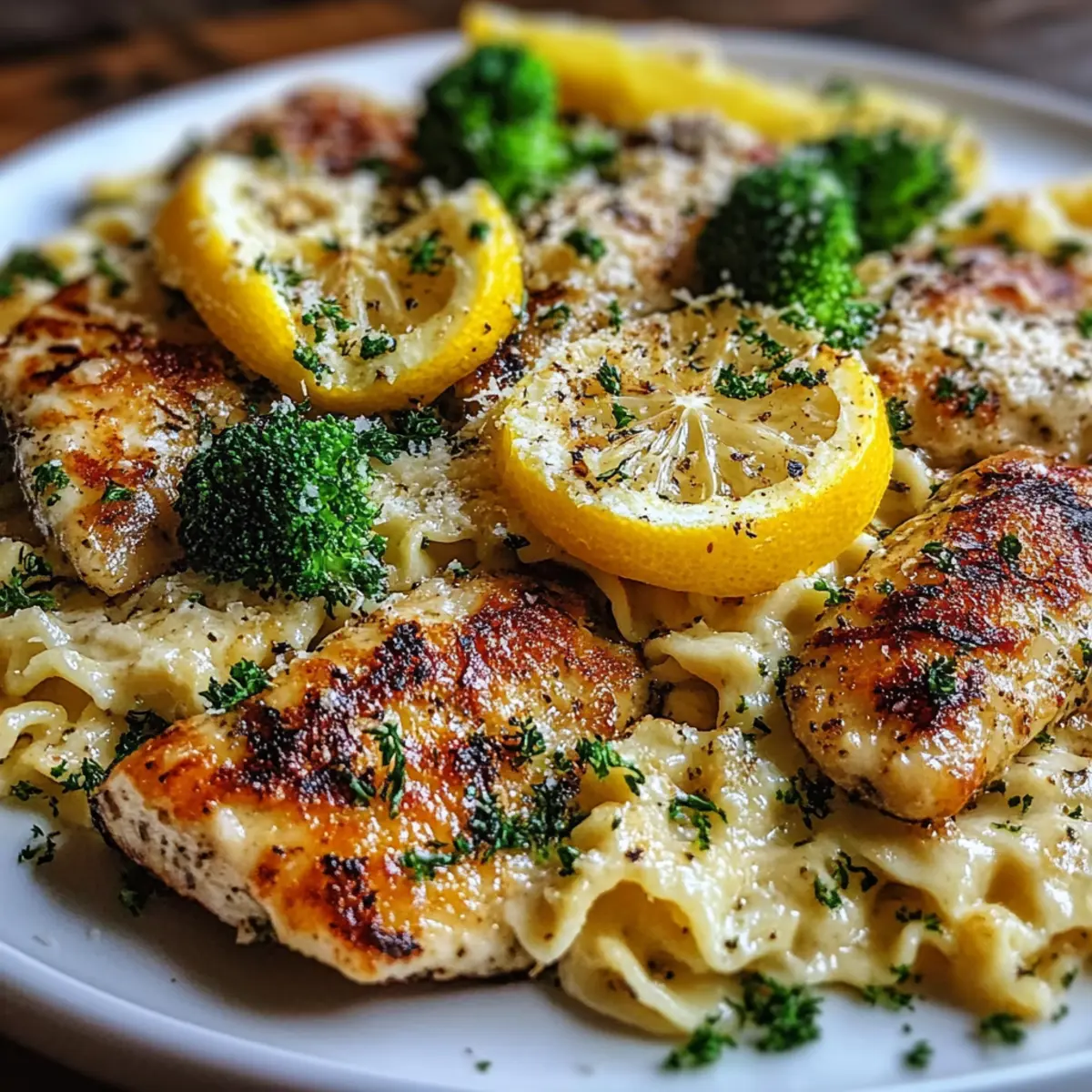 Cowboy Butter Lemon Bowtie Chicken with Broccoli