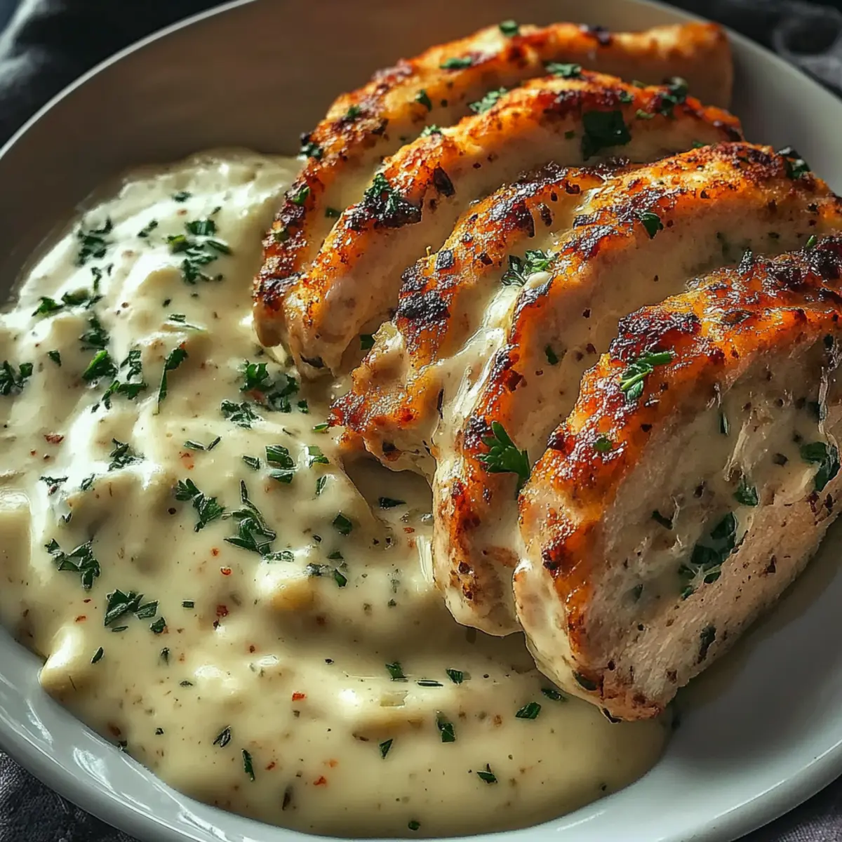 Creamy Herb Chicken with Mashed Potatoes and Glazed Carrots