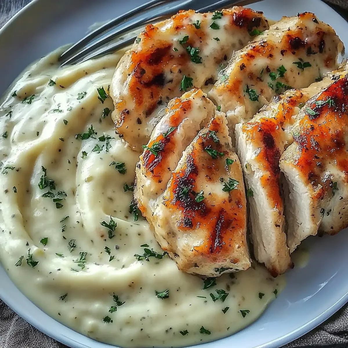 Creamy Herb Chicken with Mashed Potatoes and Glazed Carrots