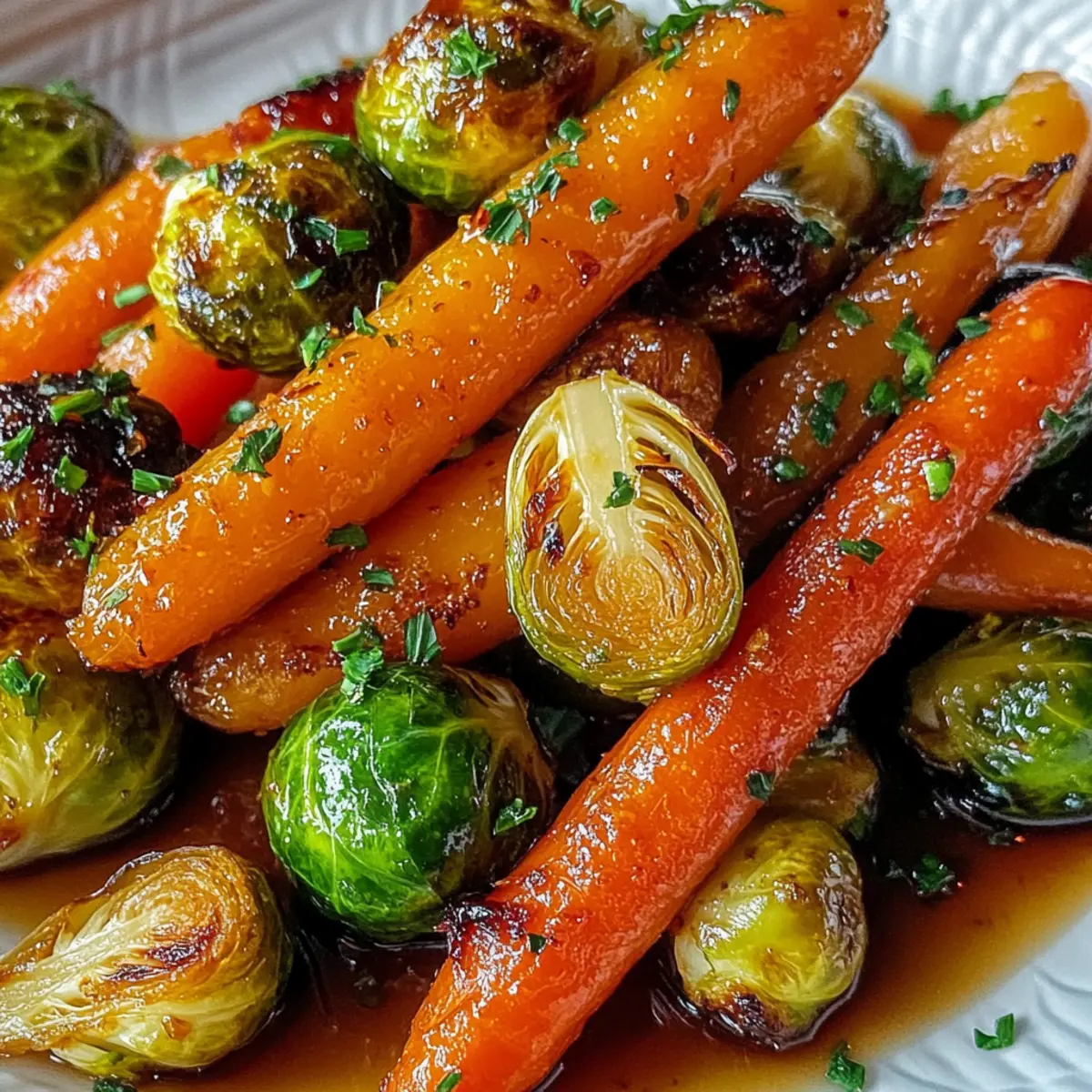 Crispy Maple Glazed Carrots and Brussel Sprouts