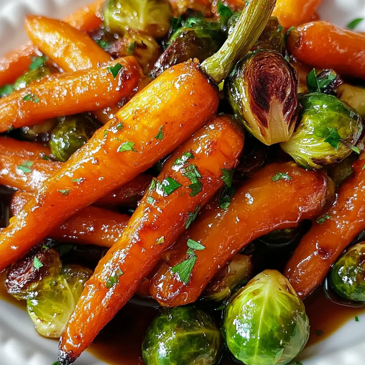 Crispy Maple Glazed Carrots and Brussel Sprouts
