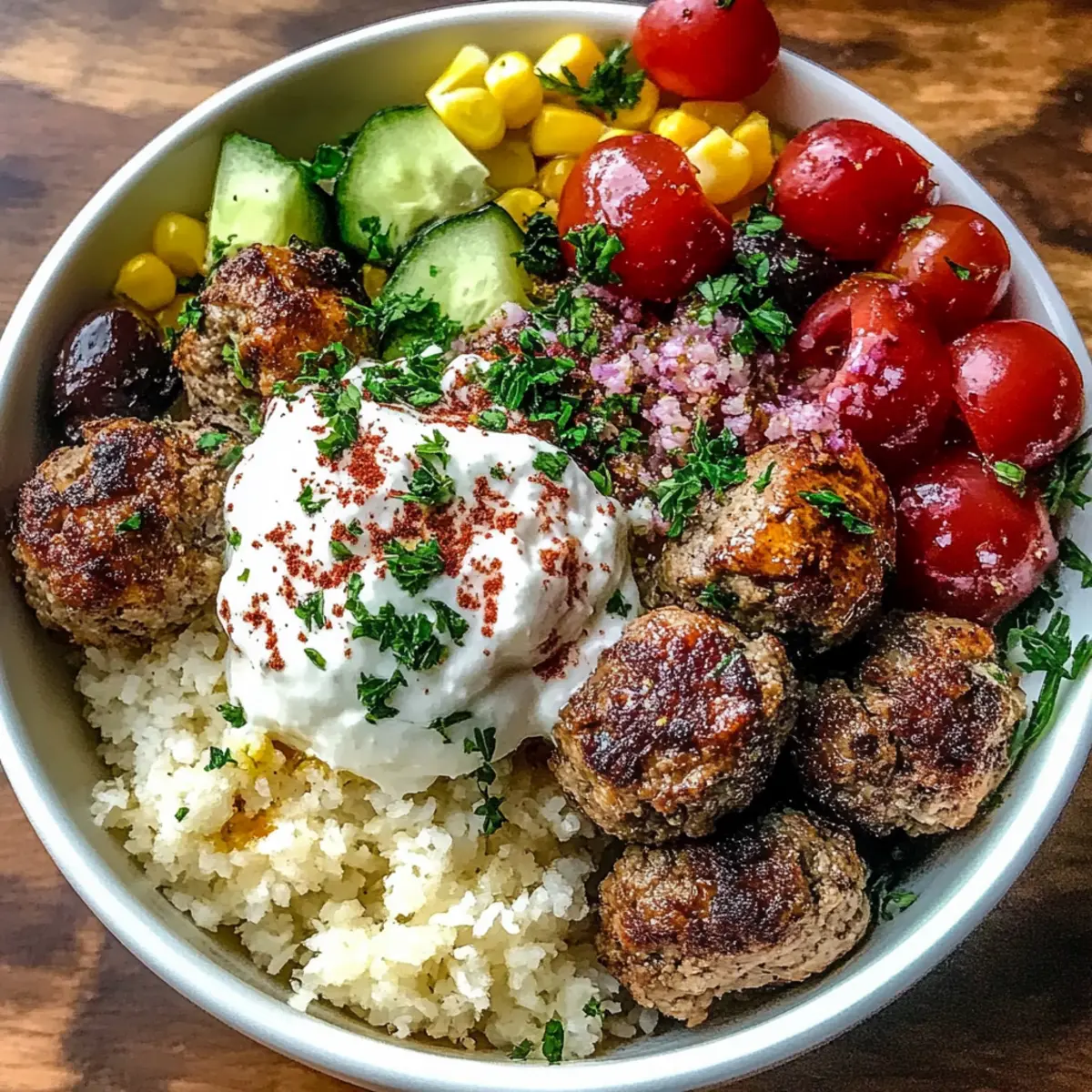 Greek Meatball Bowl