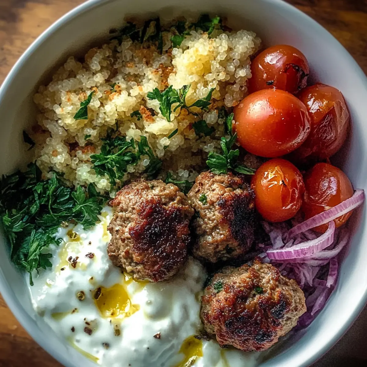 Greek Meatball Bowl