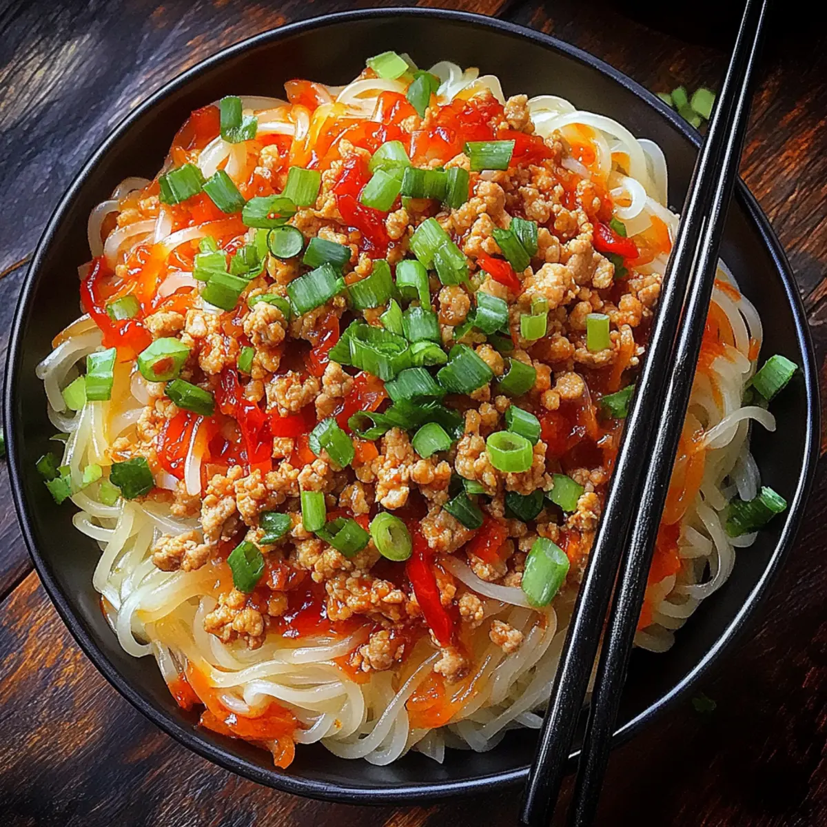 Ground Chicken Sweet Chili Noodles