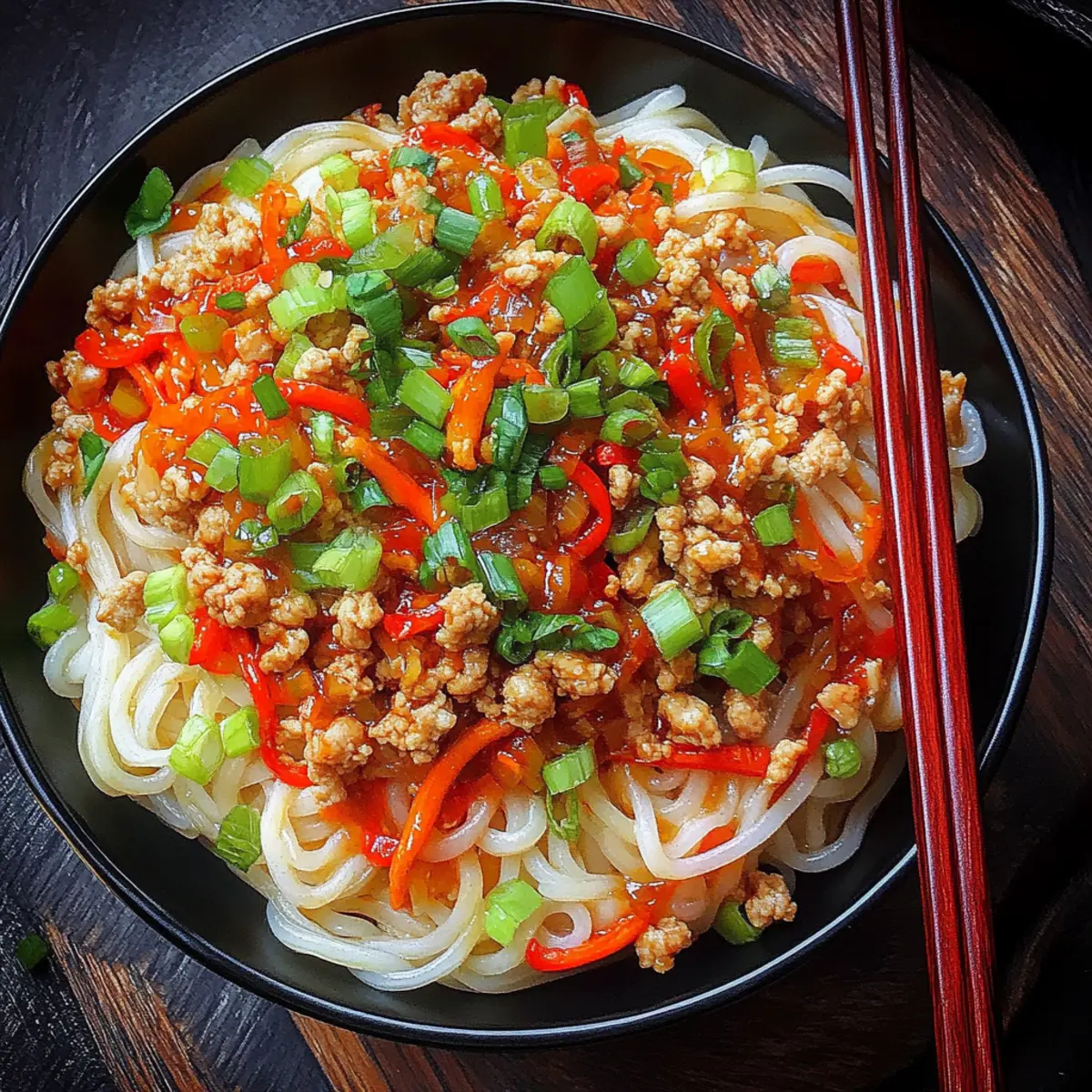 Ground Chicken Sweet Chili Noodles