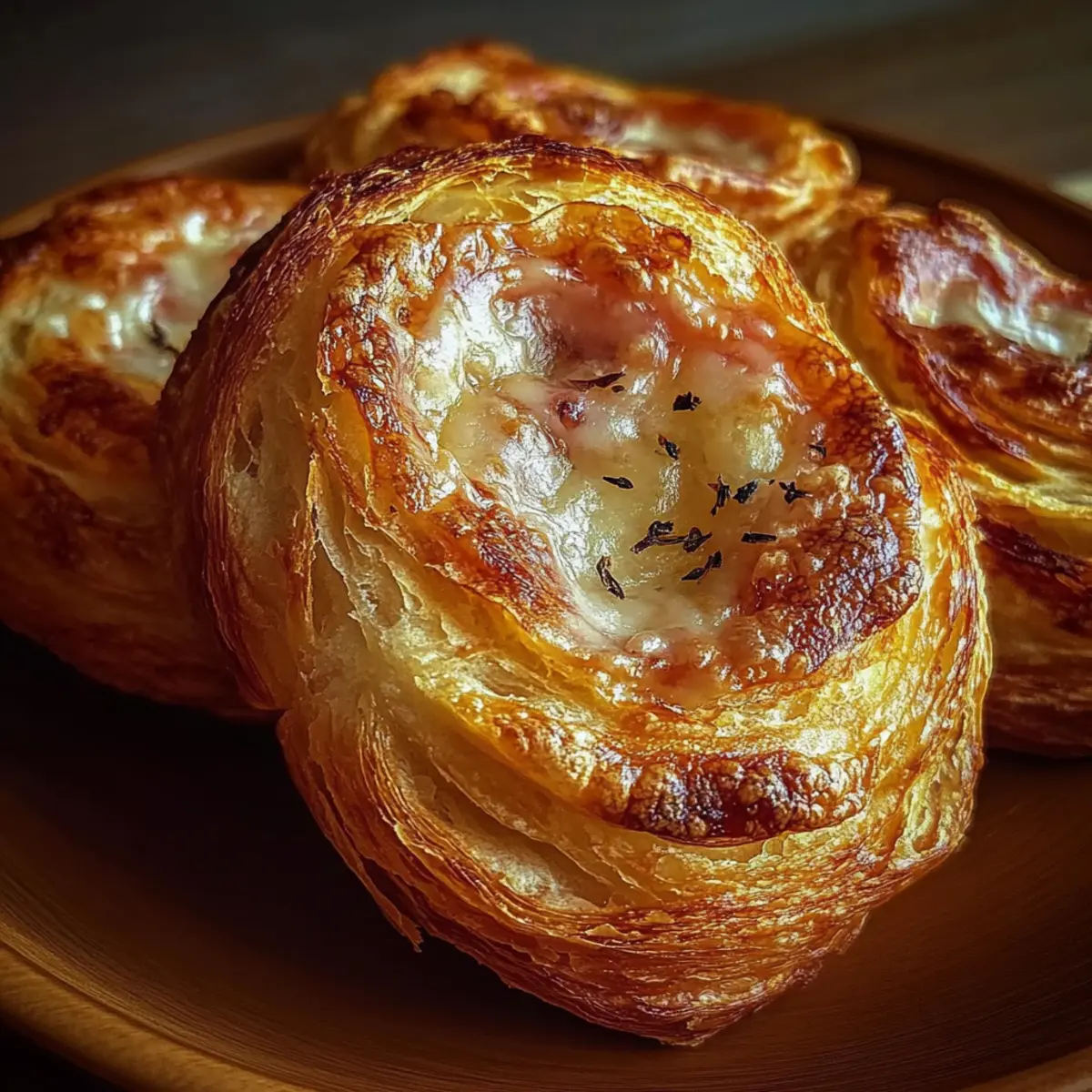 Ham and Cheese Puff Pastry Swirls